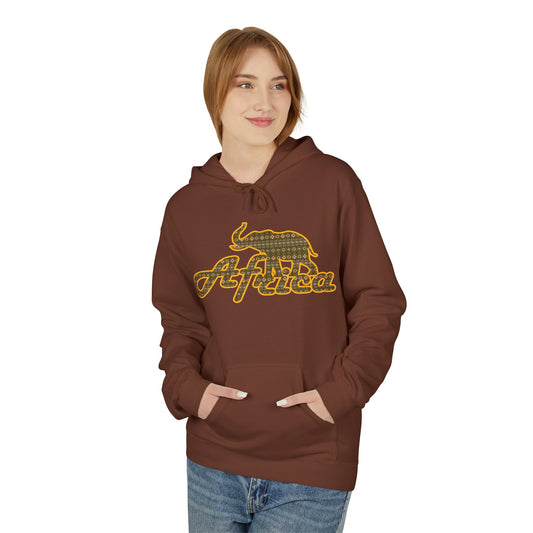 Apparel - African Print Elephant Over Africa Fleece Hoodie