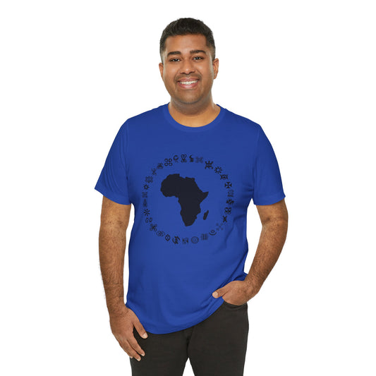 Apparel - Adinkra Around Africa Black Short Sleeve Tee